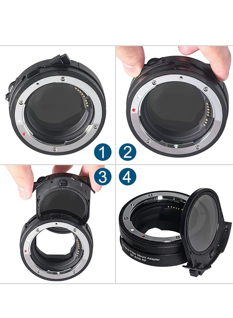 Lens Adapter EF to EOS R Mount Adapter with Drop in Variable ND Filter, Lens Mount Adapter Converter Compatible for Canon EF/EF-S Lens to RP R5 R6 Camera