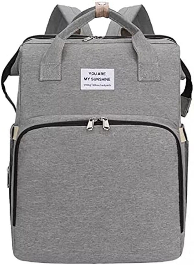 Portable Large Capacity Backpack, Foldable Diaper Bag Backpack Multifunctional Baby Cradle Changing Station Bed Travel for Mom & Dad  (Grey)