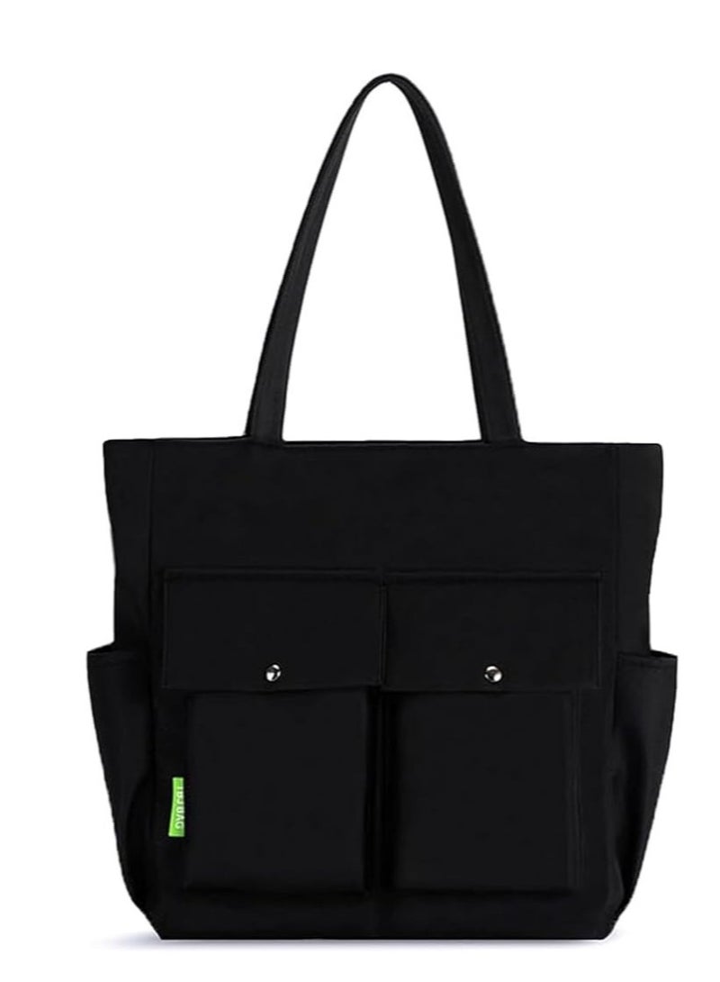 Lightweight Waterproof Canvas Shoulder Bag, Women's Large Capacity Top Handle Handbags, Nylon Tote Bag for Gym, Work, School