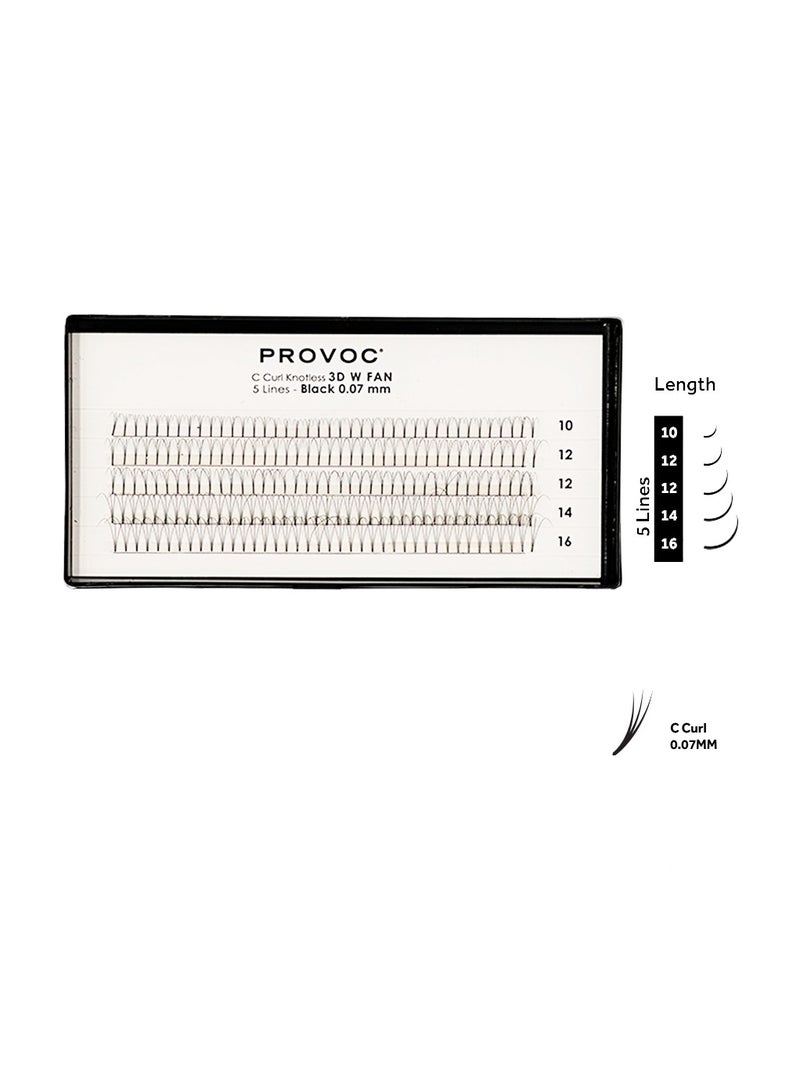 PROVOC 3D W STYLE Lashes Extensions Black 0.07mm (5 Lines)