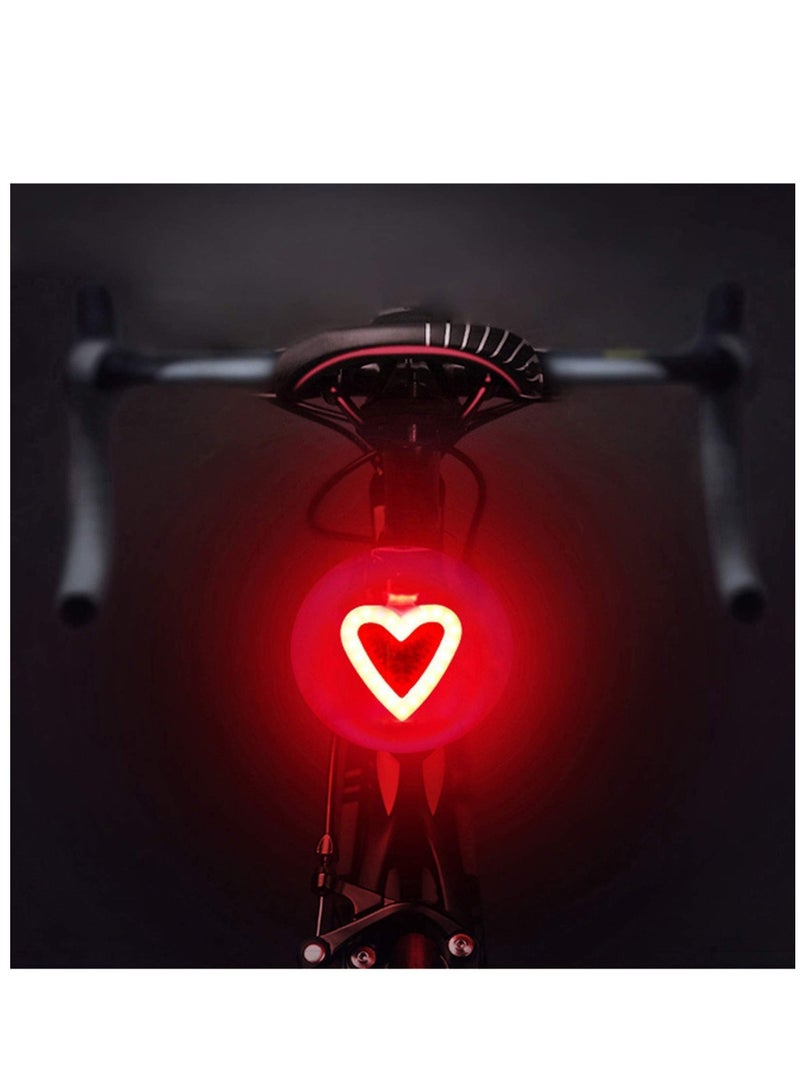 Rechargeable Bike LED Tail Light Vintage Taillight Bicycle Rear Light Bright Heart-Shape Cycling Safety Warning Light Waterproof High Lumen Cycling Back Light for Optimum Cycling Safety