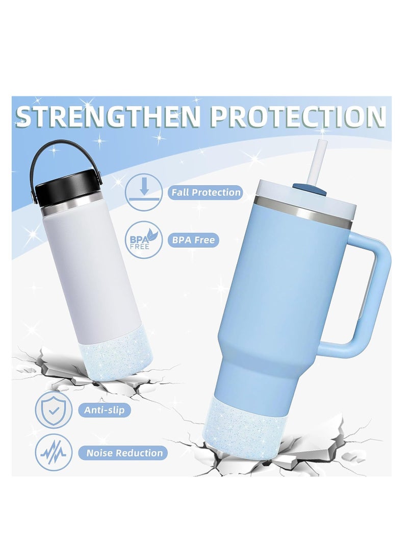 Protective Glitter Silicone Boot, Compatible with Stanley Tumbler 20-40oz & For Hydro Flask Water Bottle 12-24oz, Tumblers with 2.8-2.95in Bottom