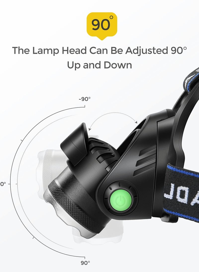 Headlamp USB Rechargeable LED Head Lamp Adjustable Headband 4 Modes Grade, IPX4 Waterproof Lightweight USB Head Light for Outdoor Running Hunting Hiking Camping Gear