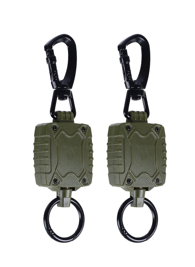 Carabiner Retractable Keychain, 2 Pack Self Retractable Id Badge Reel with Belt Clip, Heavy Duty Tactical Badge Holder with 26 Inches Cord, Multitool Carabiner Key Chain, 10 Oz Retraction