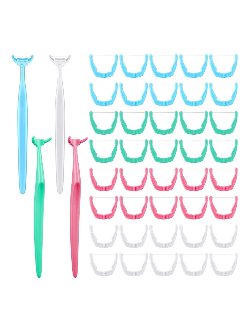 Dental Floss, Refill Heads Reusable Dental Flosser, Handle with Refill Heads Unflavored Colorful Interdental Toothpick Flosser, for Adult Kid Teeth Cleaning