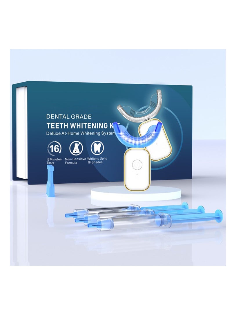 Teeth Whitening Kit Gel Pen Strips, Teeth Whitening Device with LED Light for Sensitive Teeth, Gum, Braces Care, 10 Minute Express Fast Results