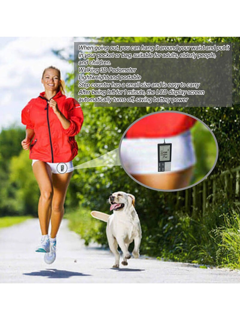 3D Pedometer for Walking, Simple Step Counter, Large Digital Display Step Tracker with Lanyard, Calorie Counter, 7 Days Memory, Accurately Track Steps for Men, Women, Kids, Seniors