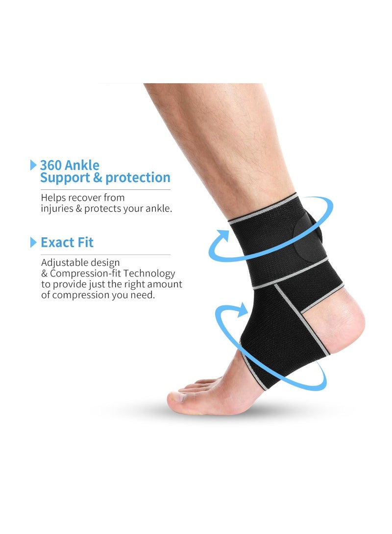 2PCS Ankle Support Brace for Women & Men, Adjustable Compression Ankle Braces for Sports Protection, Foot Brace for Sprained, Plantar Fasciitis, Tendinitis, Ankle Wrap, One Size