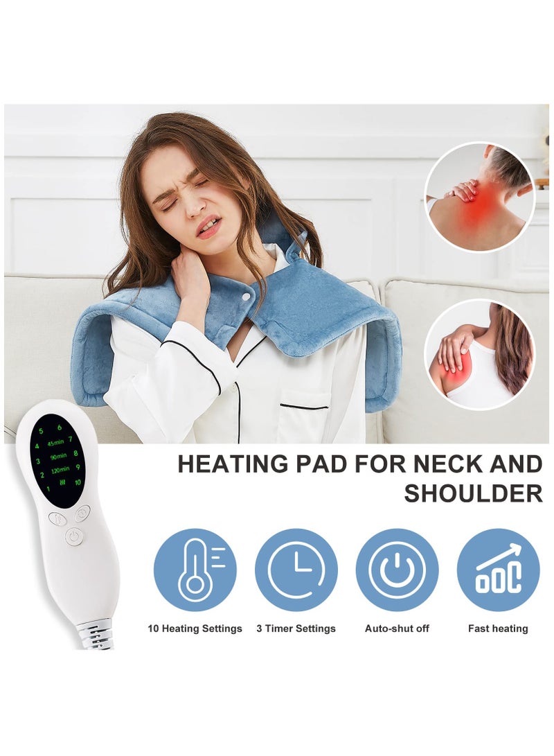Weighted Heating Pad for Neck and Shoulders Relax, Large Neck Heating Pad for Neck Shoulder Pain Relief, 10 Heat Settings, 3 Timer Settings Auto-Off, Gifts for Women Men Mom Dad 17