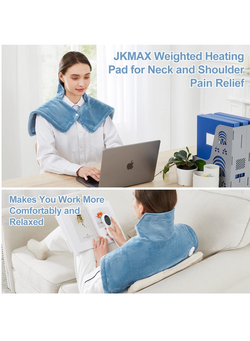 Weighted Heating Pad for Neck and Shoulders Relax, Large Neck Heating Pad for Neck Shoulder Pain Relief, 10 Heat Settings, 3 Timer Settings Auto-Off, Gifts for Women Men Mom Dad 17