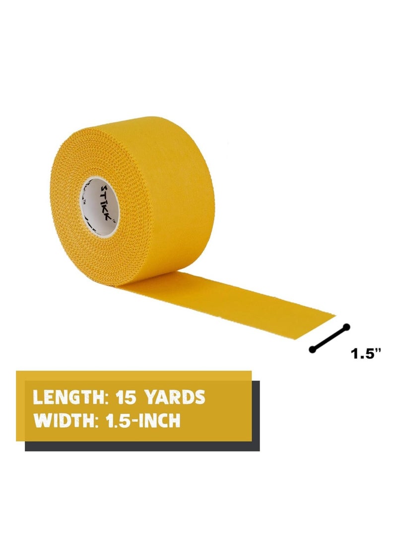 Athletic Tape - 3pk Yellow Athletic Tape - 1.5 inch x 15 Yards - Athletic Tape for Stabilizing & Supporting Muscles and Joints - Athletic Training Supplies to Safeguard Against Sports Injuries