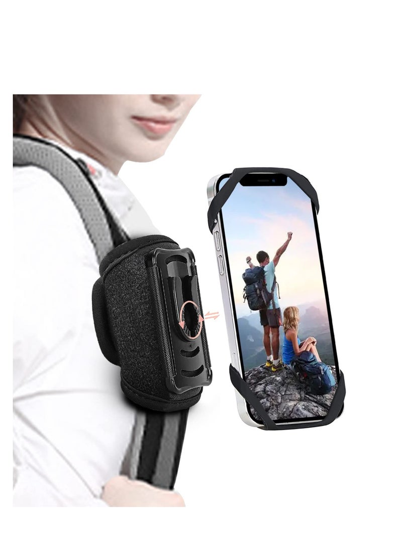 Outdoor backpack strap clip for phone, Detachable Convenient mobile Smartphone Holder for Shoulder Strap for Hiking, Alpinism, Climbing, Traveling