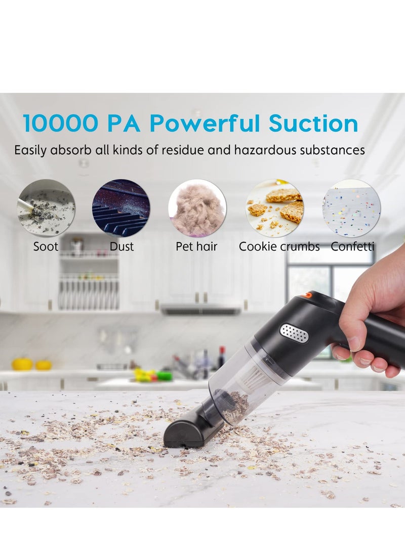 Car Handheld Vacuum, Cordless Handheld Vacuum Cleaner with Low Noise, Portable Rechargeable Car Vacuum, 10000PA Powerful Suction for Travel, RV Camper Car and Home