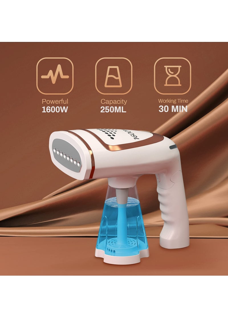 Steamer for Clothes, Foldable Travel Portable Steam Iron, 1600w Handheld Garment Steamer with 250ml Replaceable Water Tank, 30-Second Fast Heat-Up, Suitable for Wrinkle Free&santized Garment