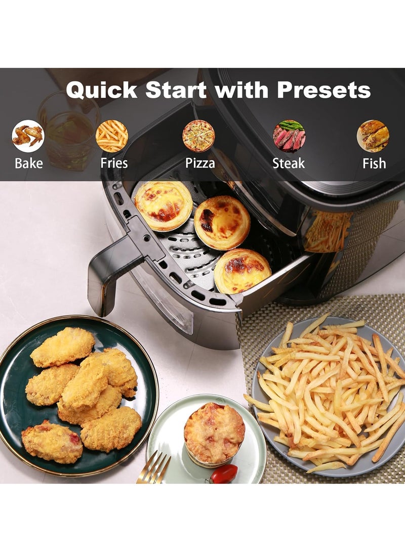 Zolele ZA005 Electric Air Fryer 6L Large Capacity Non Stick Frying Basket Digital Touch Control Panel 360 Degree Hot Air Circulation 6 Preset Cooking Mode Electric Cooker 1500W - Black
