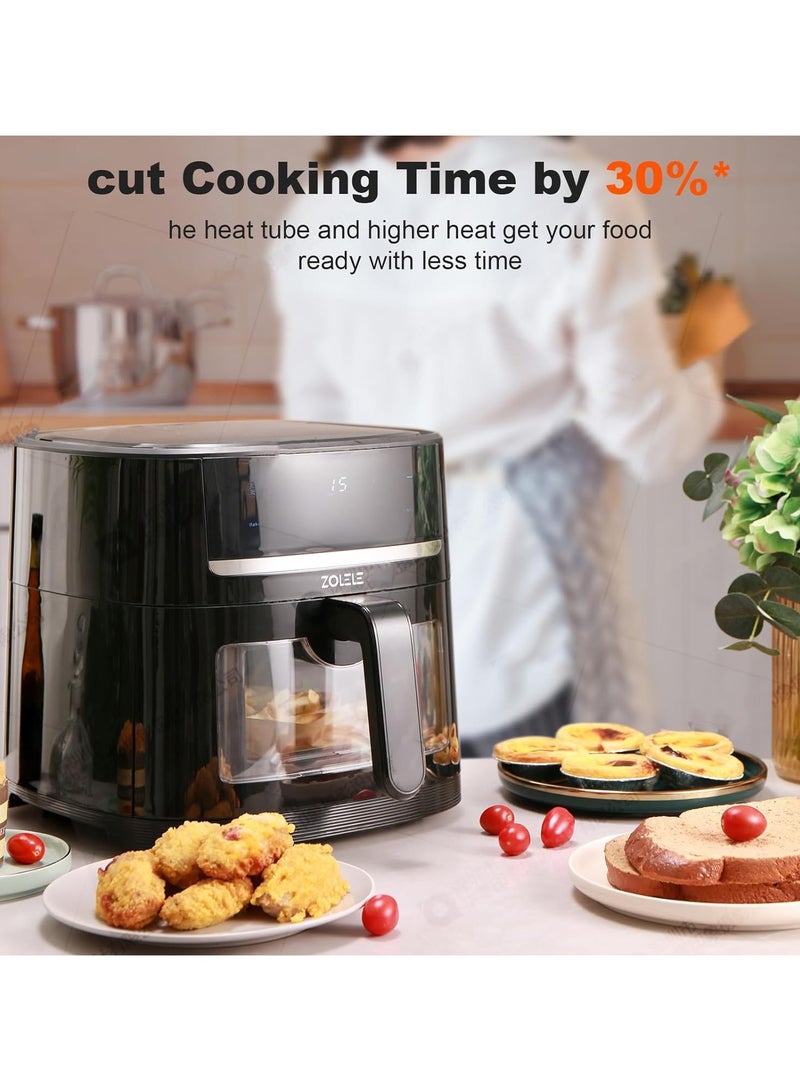 Zolele ZA005 Electric Air Fryer 6L Large Capacity Non Stick Frying Basket Digital Touch Control Panel 360 Degree Hot Air Circulation 6 Preset Cooking Mode Electric Cooker 1500W - Black