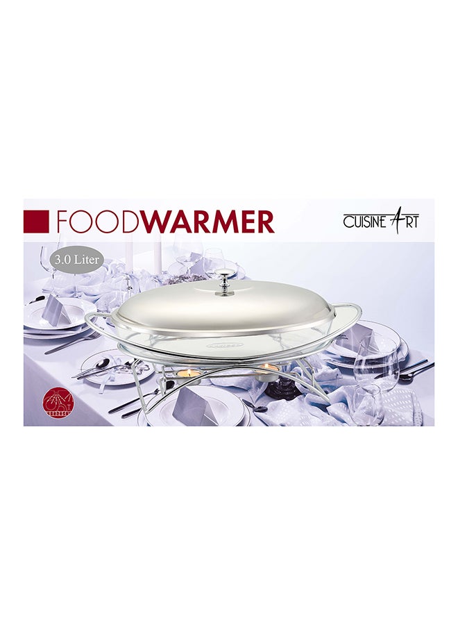 Cuisine Art Alore Stainless Steel Oval Food Warmer - 3.0-Liter Capacity - Elegant and Efficient Food Warming Solution