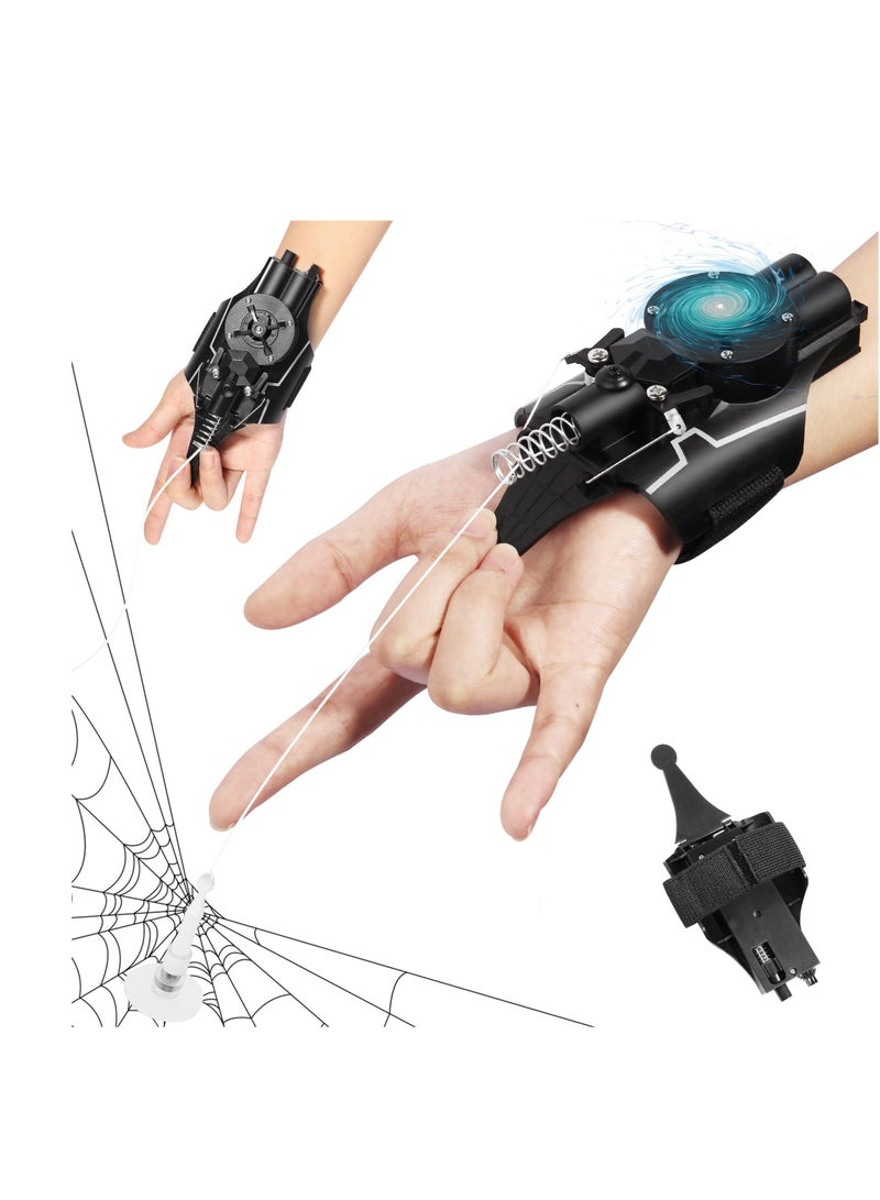 Web Shooter Launcher String Toy, Electric Reel-in Spider Web Shooters Real Silk [9.5ft Range], Toy for Kids Superhero Role-Playing,Black