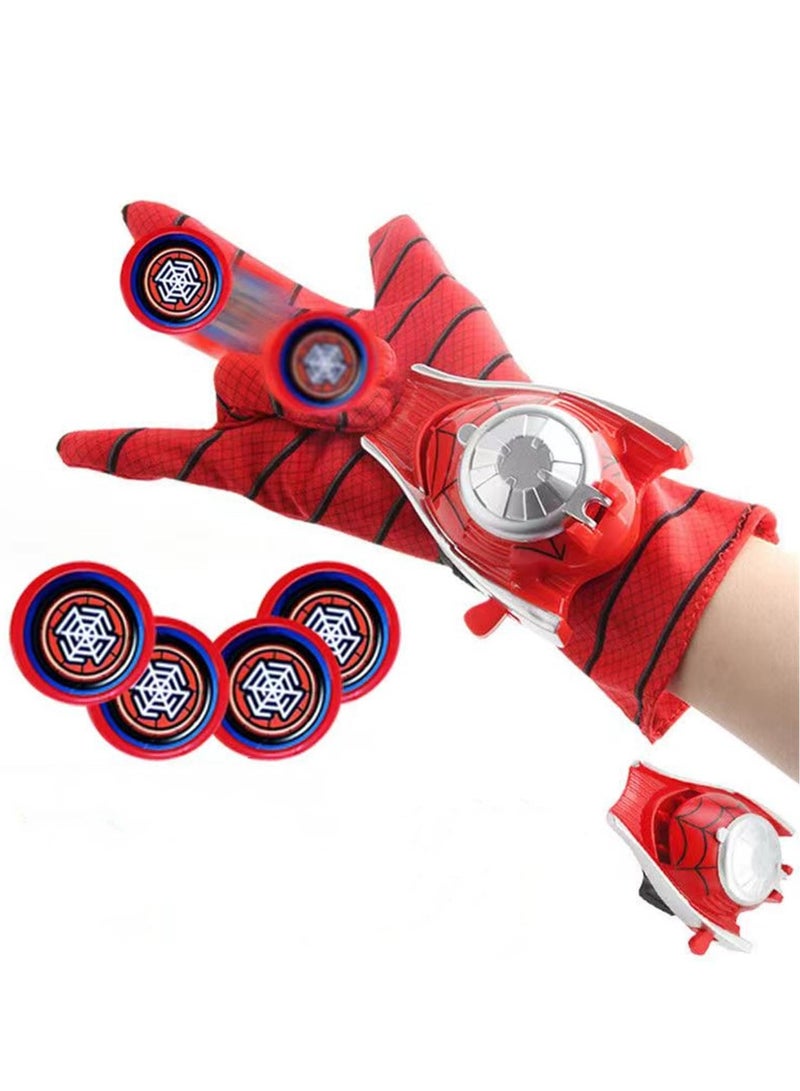 Launcher Wrist Toy Set for Kids, Super Hero Role-Play Toy, Children's Magic Gloves with Wrist Ejection Launcher Toy, Birthday Gift for Kids (Red)