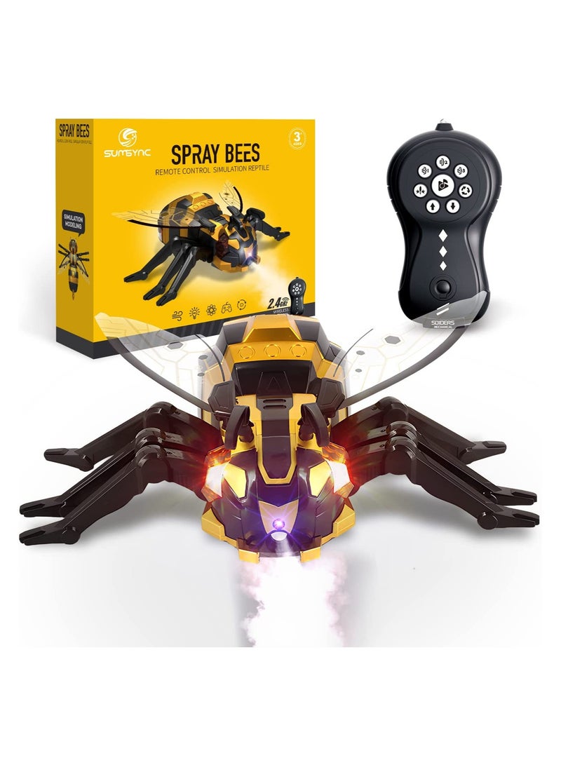 Remote Control Bee Kids Toys - Realistic Bee Robot, SYOSI Robot Toys for Kids with Music, LED Light, Toys for 3 + Year Old Boys/Girls, Gifts for Birthday