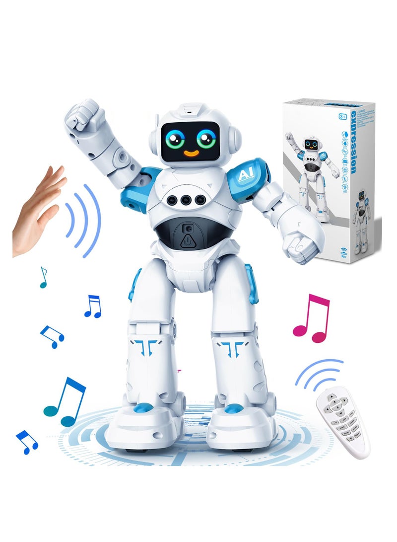 Robot Toys for Kids, Gesture Sensing Programmable Emo Robot Toy, Smart Talking Voice Remote Control Robot for Kids Age 3 4 5 6 7 8 12 Year Old Boys Girls Birthday Gift Present (Blue)