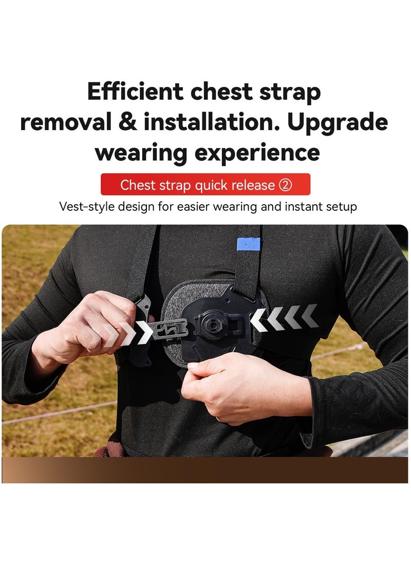 Chest Mount Harness Chest Strap with, Adjustable Chest Strap, Breathable Material, for DJI osmo and More Action Cameras