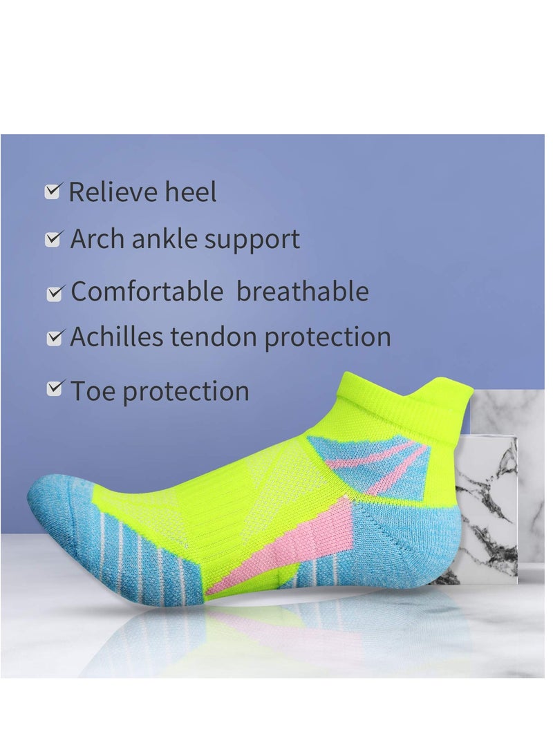 2 Pairs Running Socks for Women, Anti-Blister & Sweat-Wicking, Trainer, Light Weight, Athletic, breathable anti blister soft and light weight, Rose Pink, Fluorescent Green(UK(4-7)/EU(35-40))