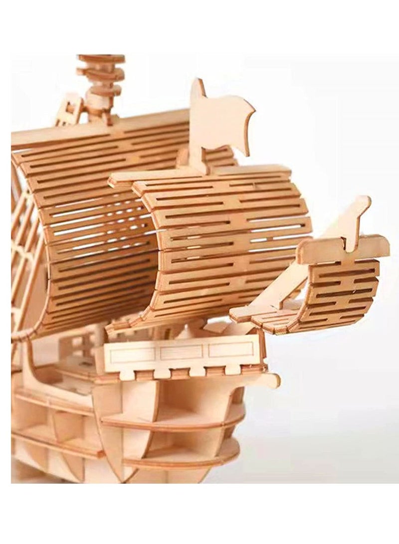SYOSI 3D Wooden Puzzles, Pirate Ship Model Kit, Room Decoration, DIY Desk Toy