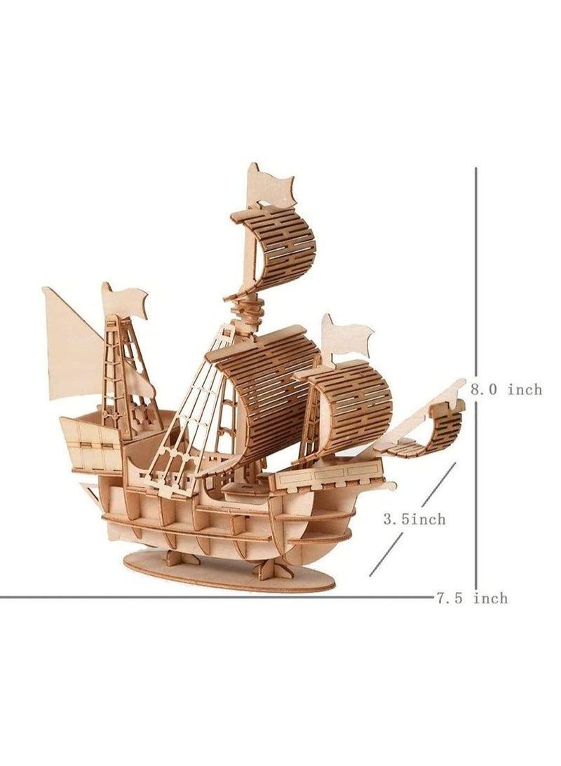 SYOSI 3D Wooden Puzzles, Pirate Ship Model Kit, Room Decoration, DIY Desk Toy