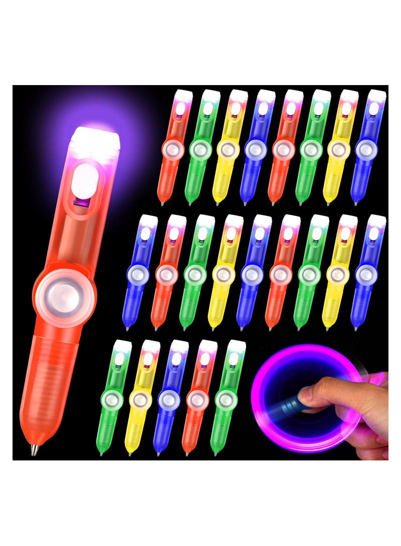 24 Pieces Fidget Pen Spinning Pen with LED Light Multi Functional Help Stress Reducer Help Thinking Ballpoint Pen Anti Stress Anxiety Gift Pen, for Boys and Girls Student