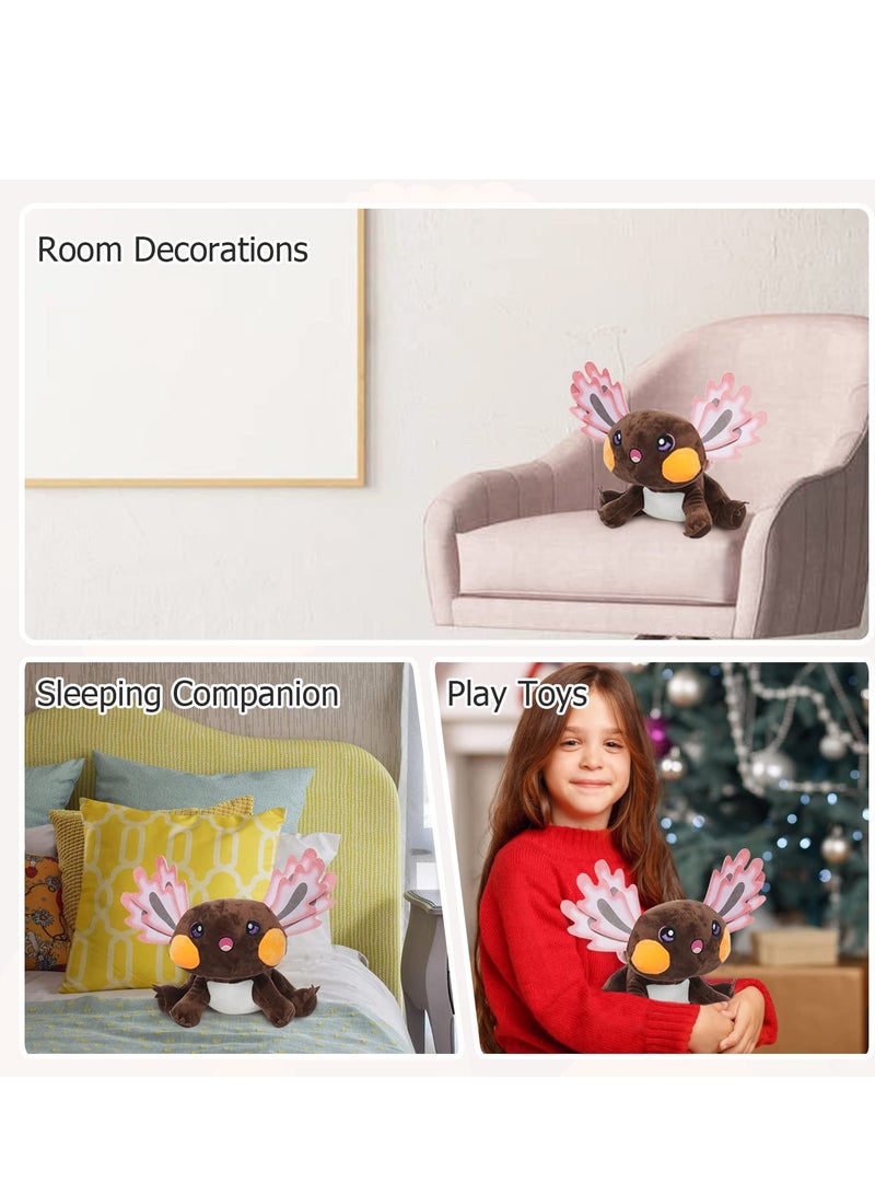 Axolotl Plush Toy Stuffed Animals, Soft Cute Axolotl Plush Dolls, Kawaii Animal Play Toys for Kids Girls Boys, Toy Doll Plushies Room Decor Gifts for Kids Birthday (10.63in, Brown)