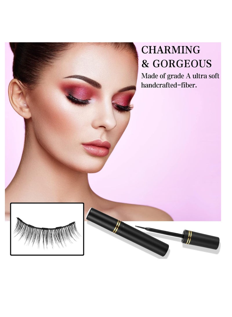 Magnetic Eyelashes and Eyeliner Kit, 12 Pairs Reusable Magnetic Lashes with Eyeliner and Tweezers, 3D Natural Look False Eyelashes, Easy to Wear, No Glue Needed (12pcs)