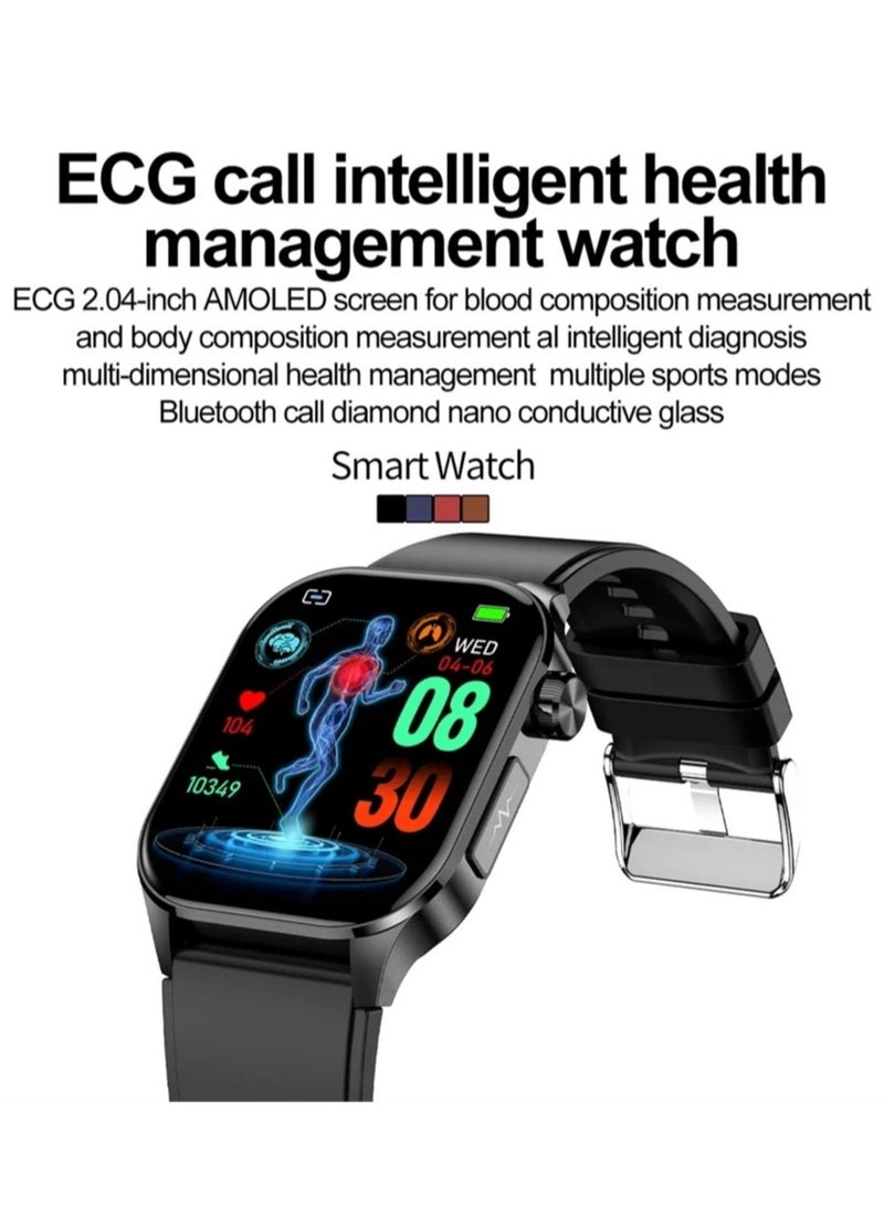 2024 New Blood Lipids Uric Acid Blood Glucose Smart Watch ECG+PPG+HRV Heart Rate Blood Body Composition Bluetooth Call Smartwatch