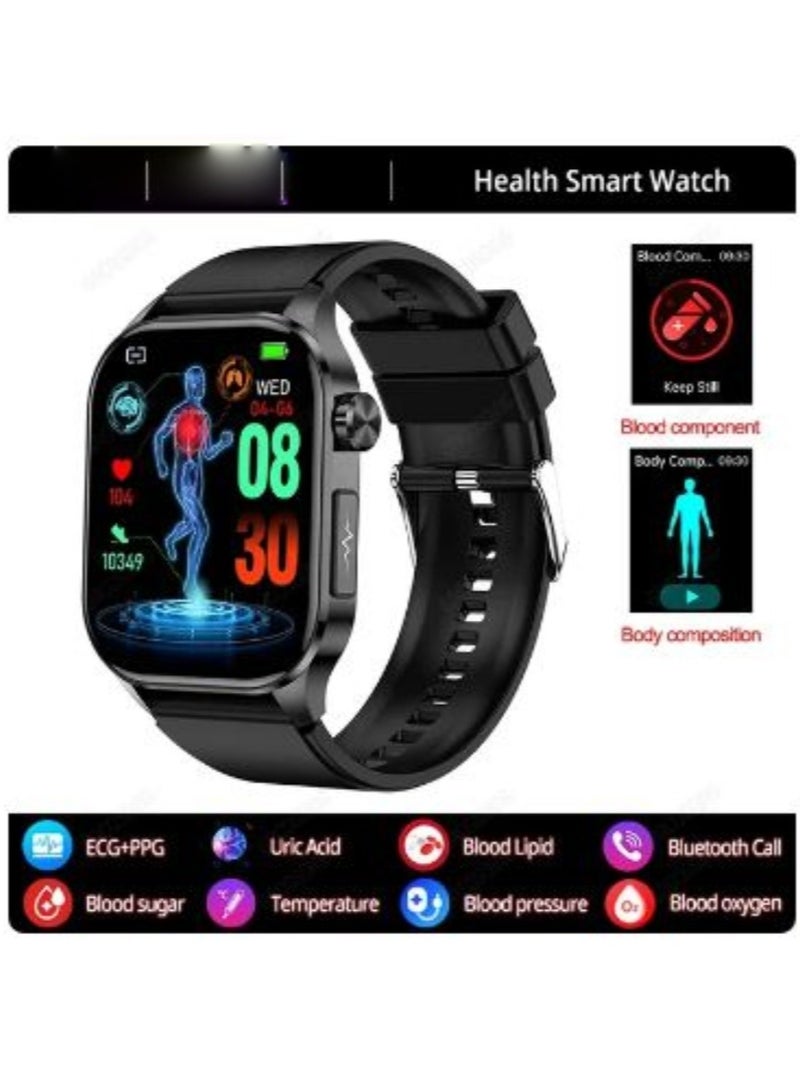 2024 New Blood Lipids Uric Acid Blood Glucose Smart Watch ECG+PPG+HRV Heart Rate Blood Body Composition Bluetooth Call Smartwatch