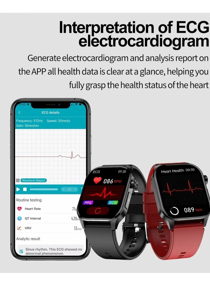 2024 New Blood Lipids Uric Acid Blood Glucose Smart Watch ECG+PPG+HRV Heart Rate Blood Body Composition Bluetooth Call Smartwatch