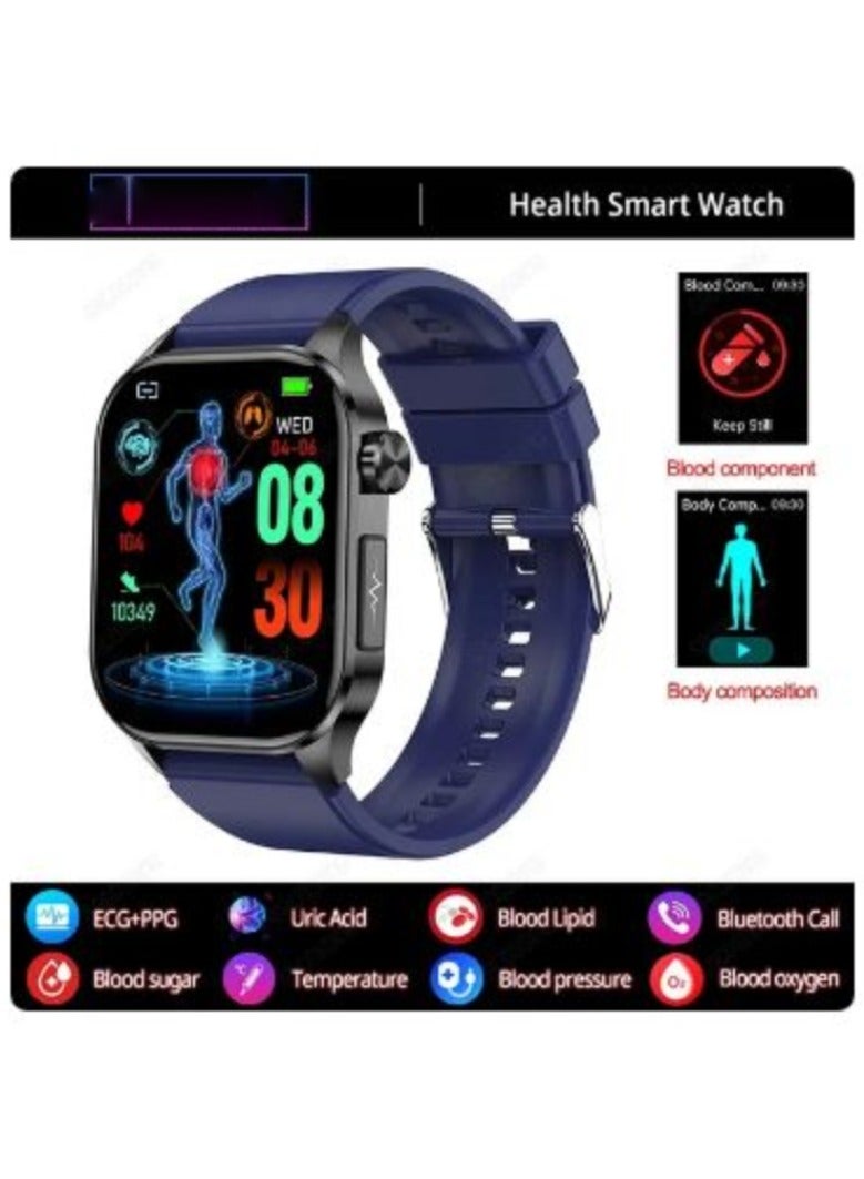 2024 New Blood Lipids Uric Acid Blood Glucose Smart Watch ECG+PPG+HRV Heart Rate Blood Body Composition Bluetooth Call Smartwatch