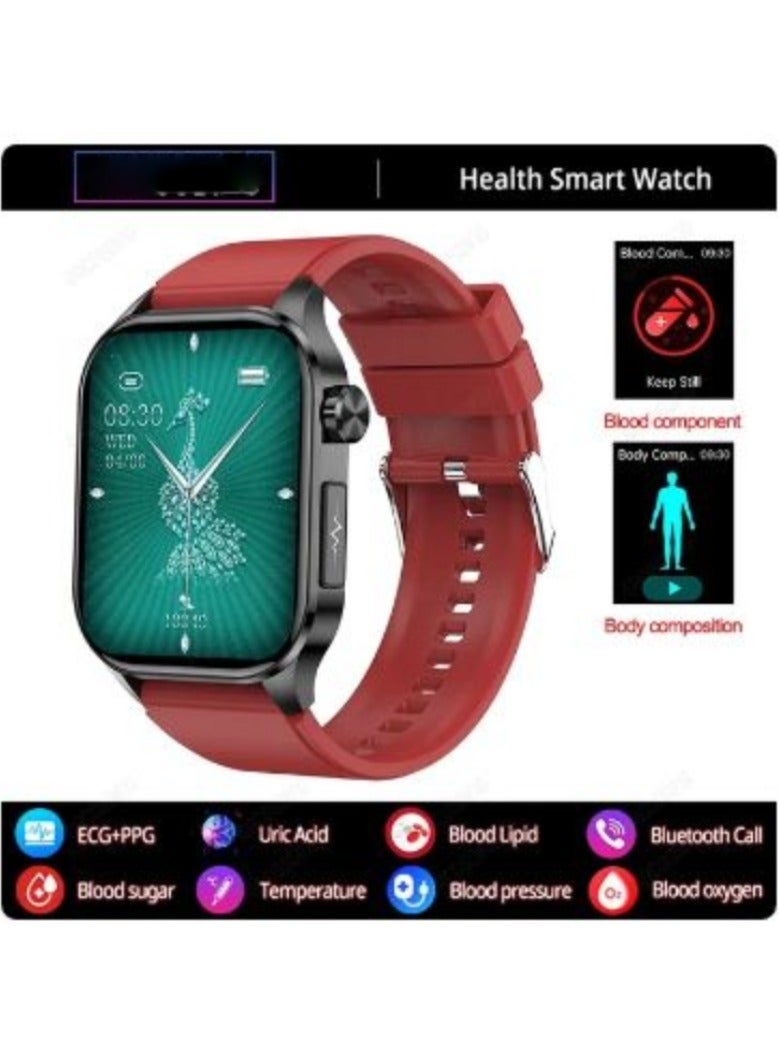 2024 New Blood Lipids Uric Acid Blood Glucose Smart Watch ECG+PPG+HRV Heart Rate Blood Body Composition Bluetooth Call Smartwatch