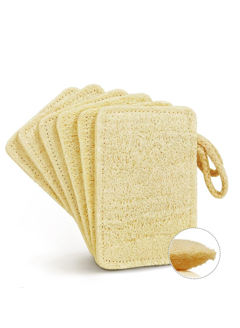 Natural Loofah Kitchen Dish Sponges Scrubber, Non-Scratch Scrub Cleaning Sponge, Green Eco-Friendly Plant Fiber Biodegradable Loofah Sponges, Quick Oil Removal, Not Hurt Hands (6 Pack)