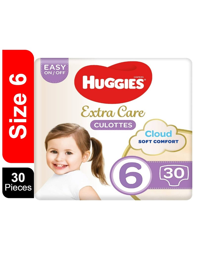 Huggies Extra Care Baby Pants Diapers, Size 6, 15 - 25 Kg, 30 Count - Easy On/Off, Cloud Soft Comfort