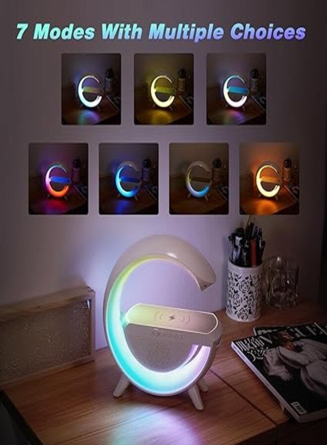 Bluetooth Speakers,Portable Wireless Bluetooth Speaker for Home Party Office Bedroom, AM FM Radio Speaker with Wireless Charger, Atmosphere Lamp,Dual TWS Pairing, BT5.3, Birthday Gift