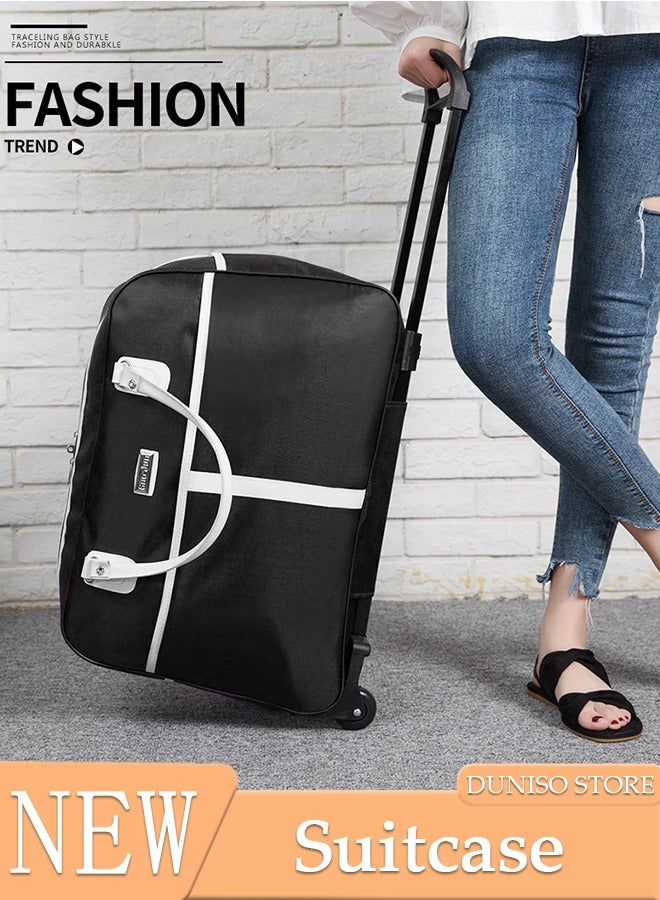 2in1 Suitcase for Men and Women, Large Capacity Handbag with Adjustable Pull Rod Portable Luggage Trolley Travel Bag Trolley Backpacks for Business Travel