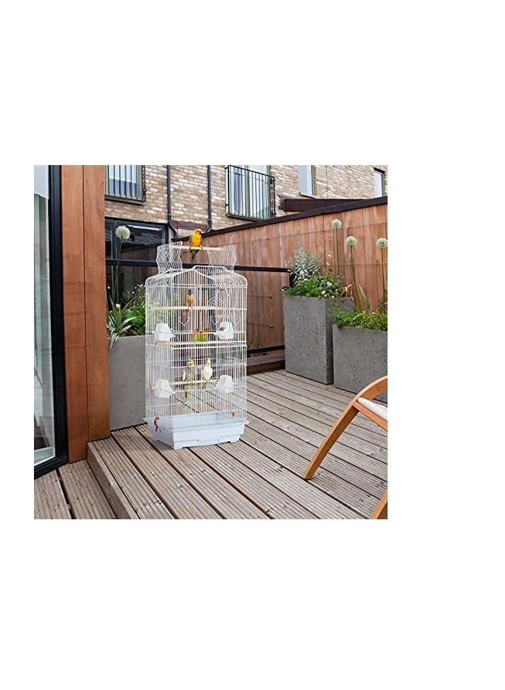 Large Bird cage with top stand 4 Food Container, 3 wood Stick and swing size 92 * 46 * 35.5 cm for big and medium parrots such as Casco Cockatoo conure Parakeet cockatiel