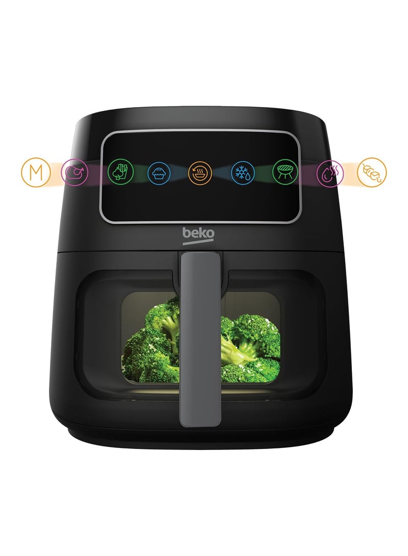 ExpertFry Hot Air Fryer XXL, 7.6 Litre with Window, Touch Control Display, 9 Preset Programs Including Defrost, French Fries, Chicken, Grill, Skewer, Bake, Dehydrate, Roast 7.6 L 1750 W FRL3374B ‎Black