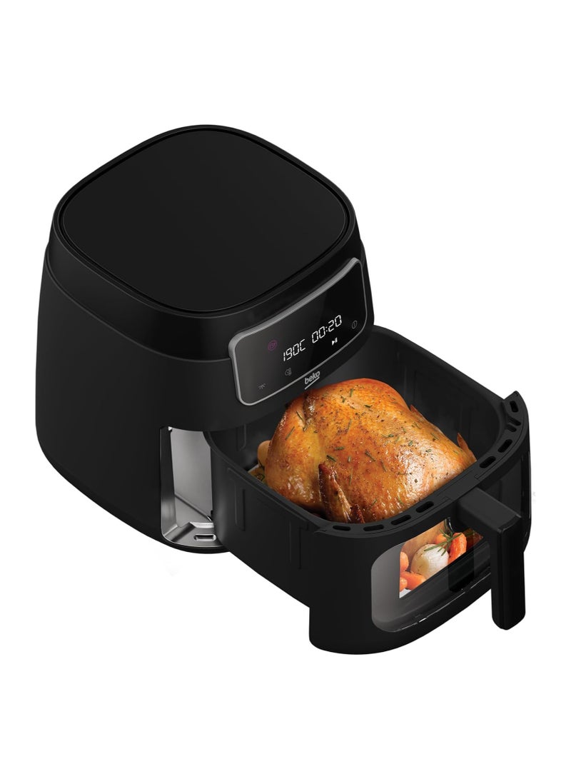 ExpertFry Hot Air Fryer XXL, 7.6 Litre with Window, Touch Control Display, 9 Preset Programs Including Defrost, French Fries, Chicken, Grill, Skewer, Bake, Dehydrate, Roast 7.6 L 1750 W FRL3374B ‎Black