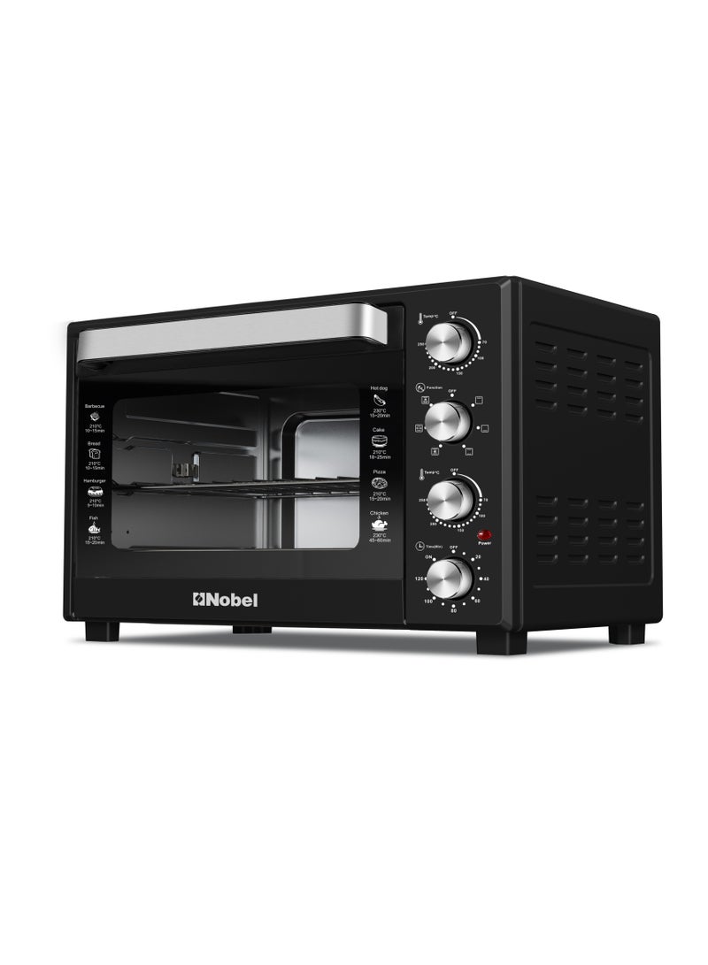 Electric Oven 60L Capacity, Inner Lamp, Knobs Control, Stainless Steel, Timer 60 L 1900 W NEO60PRO Black