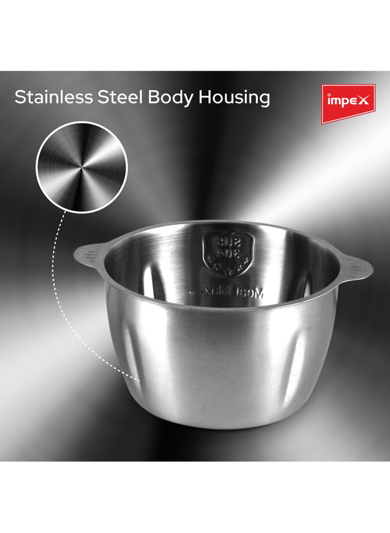 Electric Food Chopper Stainless Steel Bowl With 2 Speed Adjustable And 4 Piece Stainless Steel Blade 2 L 350 W FC 3202 Silver