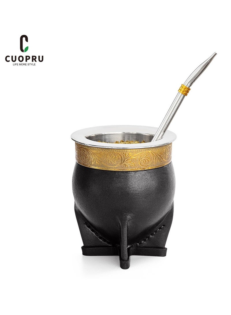 Argentina Yerba Mate Cup With Straw Tea Gourd Mug One Bombilla Mate (Straw) a Cleaning Brush