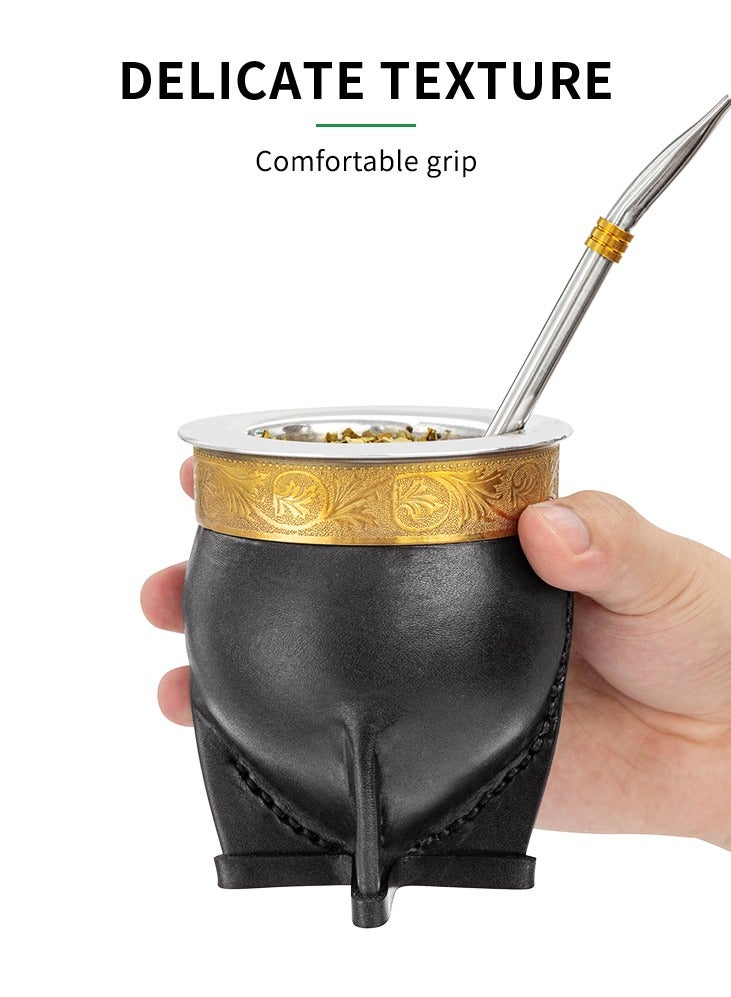 Argentina Yerba Mate Cup With Straw Tea Gourd Mug One Bombilla Mate (Straw) a Cleaning Brush