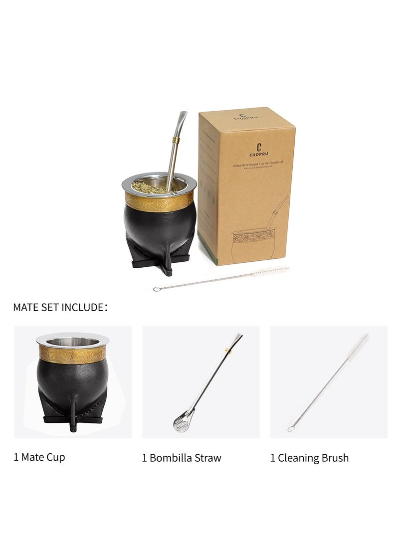 Argentina Yerba Mate Cup With Straw Tea Gourd Mug One Bombilla Mate (Straw) a Cleaning Brush