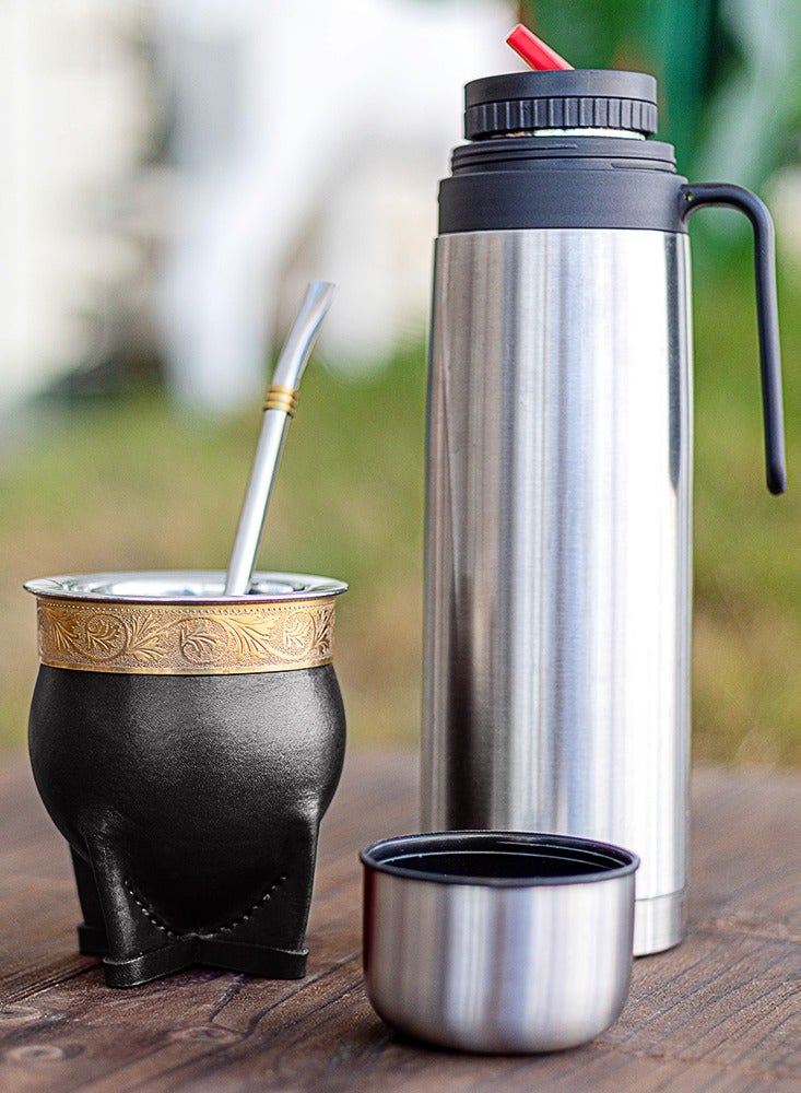 Argentina Yerba Mate Cup With Straw Tea Gourd Mug One Bombilla Mate (Straw) a Cleaning Brush